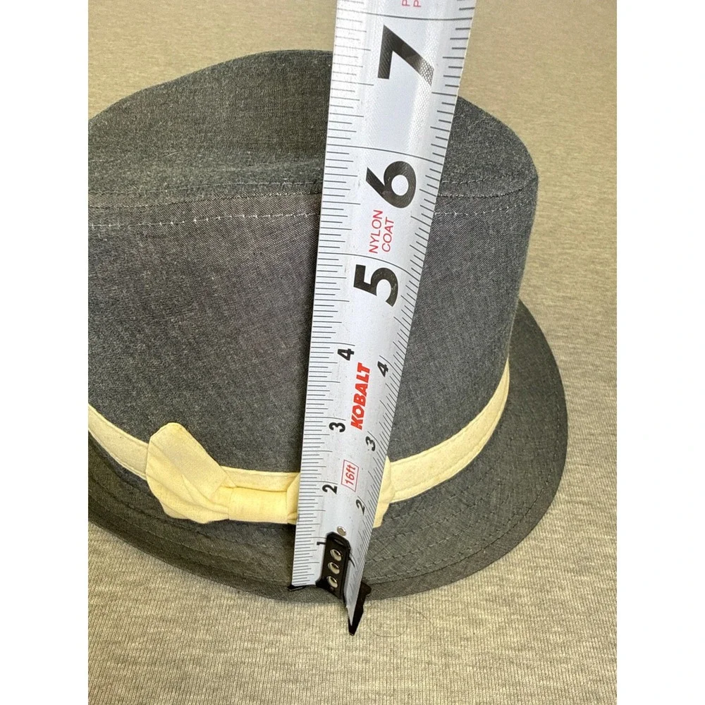 Fair Weather Accessories Mens Grey Chambray Fedora Hat with Cream Bow Band OS
